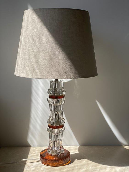 Stacked Crystal Lamp Attributed to Orrefors, 1960s