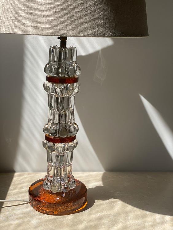 Stacked Crystal Lamp Attributed to Orrefors, 1960s