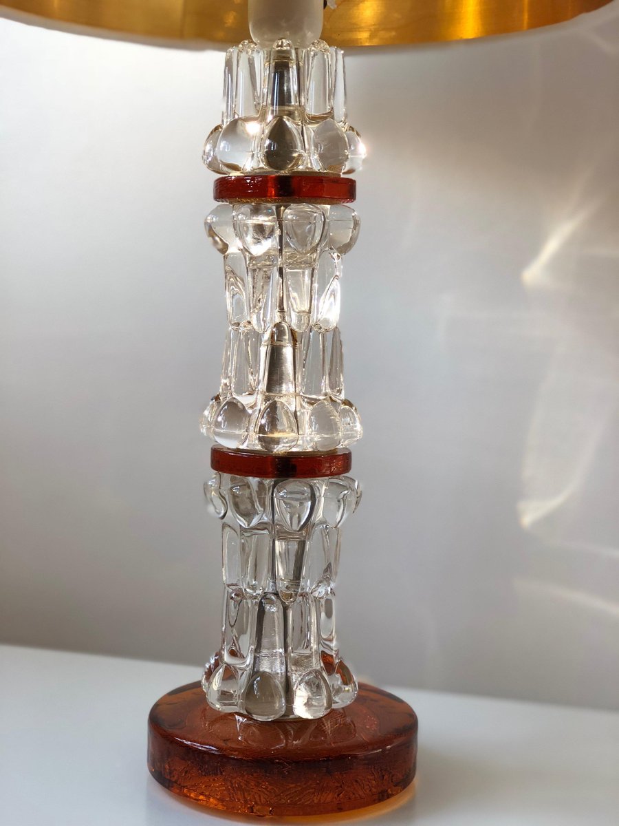 Stacked Crystal Lamp Attributed to Orrefors, 1960s