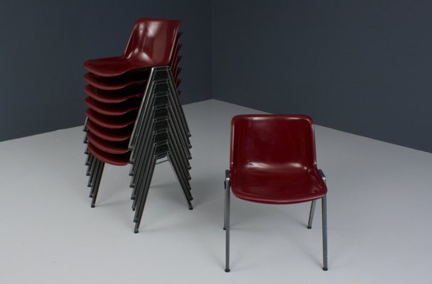 Stacking Chairs by Osvaldo Borsani for Tecno, Italy, 1970s, Set of 9-ITV-1299158