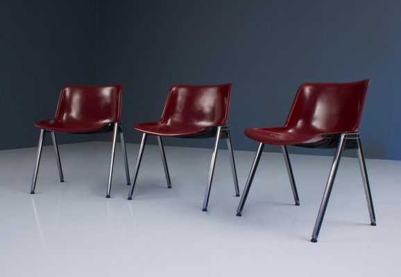 Stacking Chairs by Osvaldo Borsani for Tecno, Italy, 1970s, Set of 9-ITV-1299158