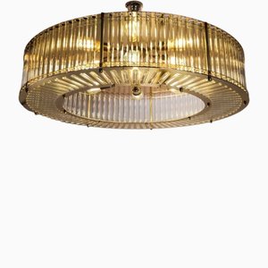 Stadium Style Ceiling Lamp in Gilt Metal & Tubular Crystals-TCS-1794564