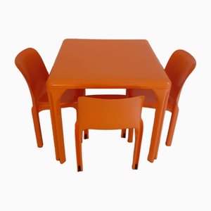 Stadium Table and Selene Chairs by Vico Magistretti for Artemide, Italy, 1970s, Set of 4-PCO-1806703