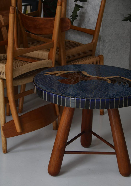 Stained Elm Mosaic Side Table by Otto Færge, Denmark, 1940s