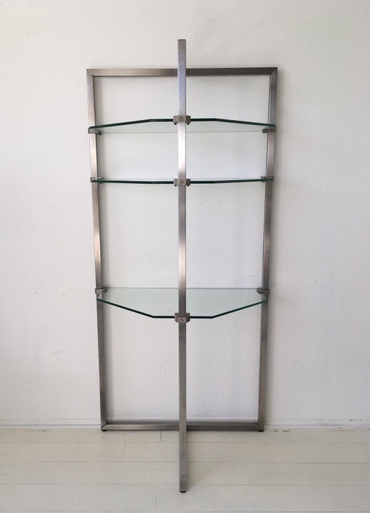 Stainless Steel and Glass Bookcase by Peter Ghyczy, 1980s