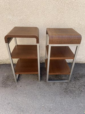 Stainless Steel and Rosewood Shelves, 1970s, Set of 2-SDV-859655