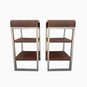 Stainless Steel and Rosewood Shelves, 1970s, Set of 2-SDV-859655