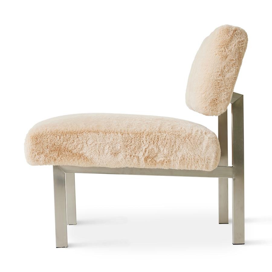 Stainless Steel & Artificial Fur Armchair