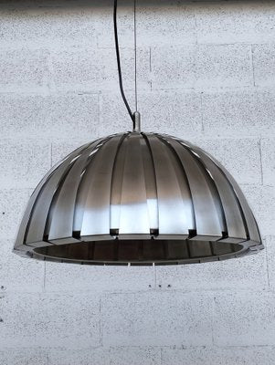 Stainless Steel Calotta Pendant Lamp attributed to Elio Martinelli for Martinelli Luce, 1970s-RNN-1687673