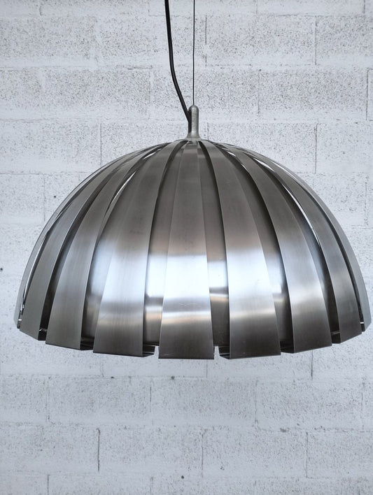 Stainless Steel Calotta Pendant Lamp attributed to Elio Martinelli for Martinelli Luce, 1970s