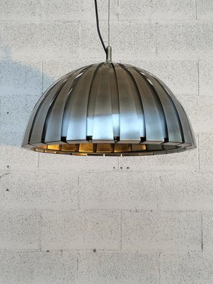 Stainless Steel Calotta Pendant Lamp attributed to Elio Martinelli for Martinelli Luce, 1970s-RNN-1687673