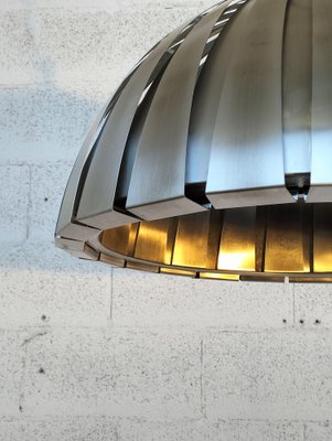 Stainless Steel Calotta Pendant Lamp attributed to Elio Martinelli for Martinelli Luce, 1970s-RNN-1687673