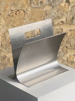 Stainless Steel Magazine Rack by Francois Monnet for Kappa, France, 1970s-NLF-1719182