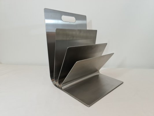 Stainless Steel Magazine Rack by Xavier Feal for Inux Industrie, 1970s-DOA-1723949