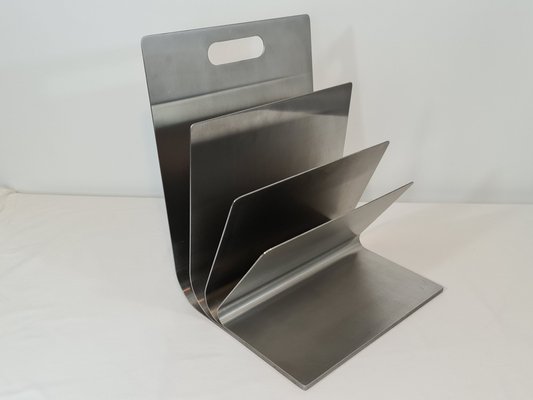 Stainless Steel Magazine Rack by Xavier Feal for Inux Industrie, 1970s-DOA-1723949