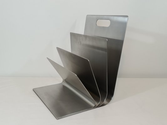 Stainless Steel Magazine Rack by Xavier Feal for Inux Industrie, 1970s-DOA-1723949