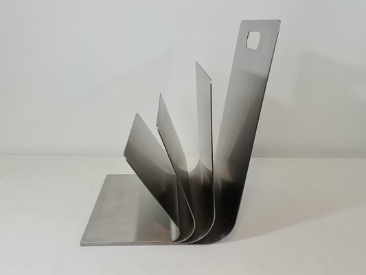 Stainless Steel Magazine Rack by Xavier Feal for Inux Industrie, 1970s-DOA-1723949