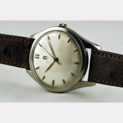 Stainless Steel Manual Winding Jumbo Watch from Omega, Switzerland, 1940s-LOB-692460