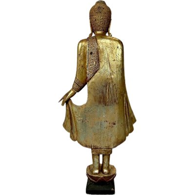 Standing Buddha Sculpture, 1960s, Wood with Gold Leaf-TCS-1706740