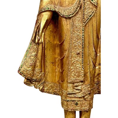 Standing Buddha Sculpture, 1960s, Wood with Gold Leaf-TCS-1706740