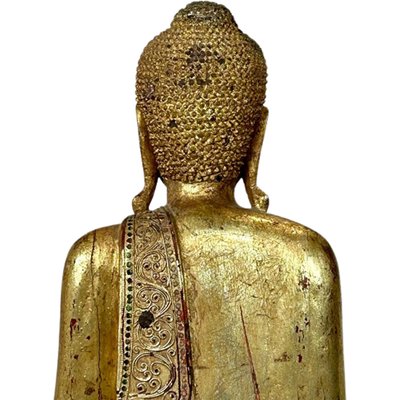 Standing Buddha Sculpture, 1960s, Wood with Gold Leaf-TCS-1706740