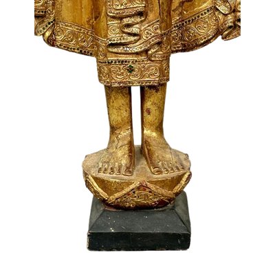 Standing Buddha Sculpture, 1960s, Wood with Gold Leaf-TCS-1706740