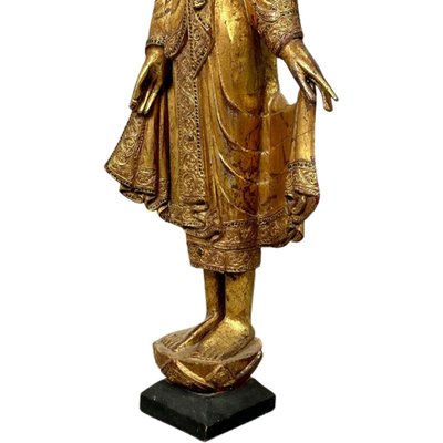 Standing Buddha Sculpture, 1960s, Wood with Gold Leaf-TCS-1706740