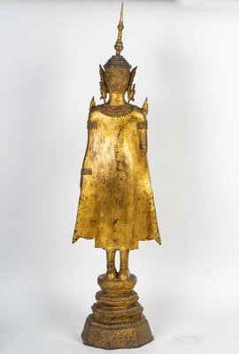 Standing Buddha Sculpture in Chased and Gilded Bronze, 1700s-WFS-2031742