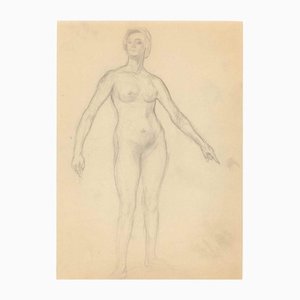 Standing Nude with Smiling Face, Original Drawing, Early 20th-Century-ZCI-1164316