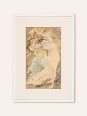 Standing Nude Woman, 1901, Watercolor on Paper, Framed-GPP-1085127