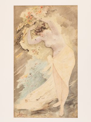 Standing Nude Woman, 1901, Watercolor on Paper, Framed-GPP-1085127