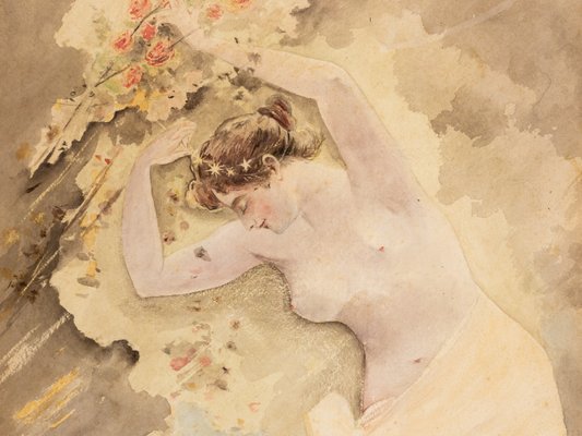 Standing Nude Woman, 1901, Watercolor on Paper, Framed-GPP-1085127