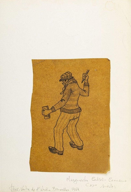 Standing Worker - Original China Ink Drawing on Paper - 1969 1969