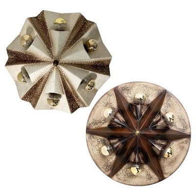 Star Lamps in Brown and Beige Ceramic, Germany, 1970s, Set of 2-VDW-1732366