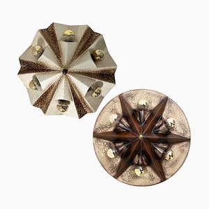 Star Lamps in Brown and Beige Ceramic, Germany, 1970s, Set of 2-VDW-1732366