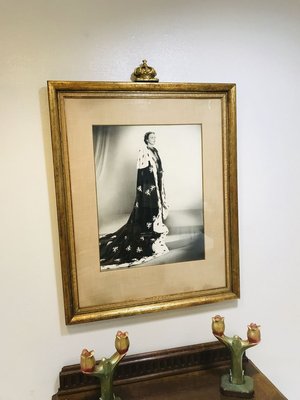 State Portrait of Former Dutch Queen Juliana in Gold Frame with Plaster Crown by Marius Meijboom, 1948-WQJ-745437