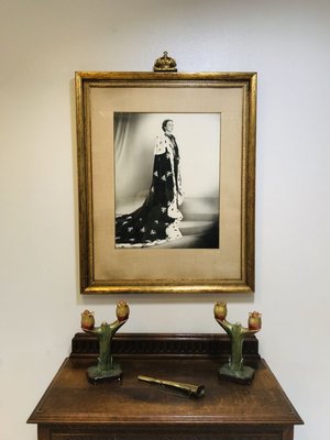 State Portrait of Former Dutch Queen Juliana in Gold Frame with Plaster Crown by Marius Meijboom, 1948-WQJ-745437