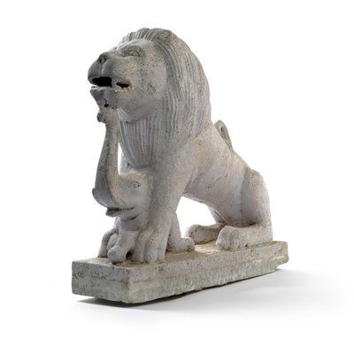 Statue of a Lion with a Small Elephant-NQ-625017