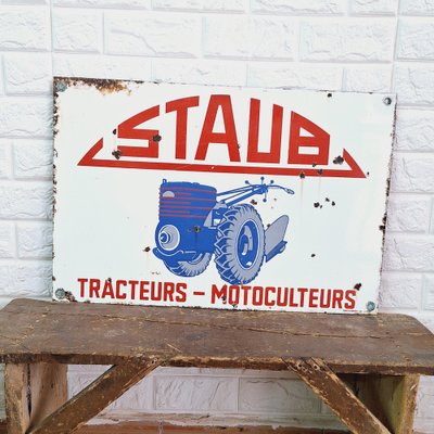 Staub Tractors Metal Enamel Sign, France, 1950s-FRB-1756714