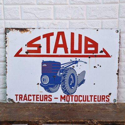 Staub Tractors Metal Enamel Sign, France, 1950s-FRB-1756714