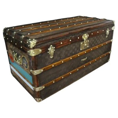 Steamer Trunk in Monogram Woven Canvas from Bigot and Morand, 1890s-YF-2023386