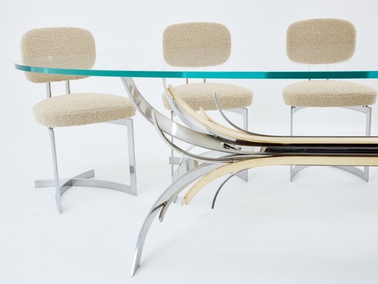 Steel and Brass Dining Table by Maria Pergay, 1970-YJA-1820227