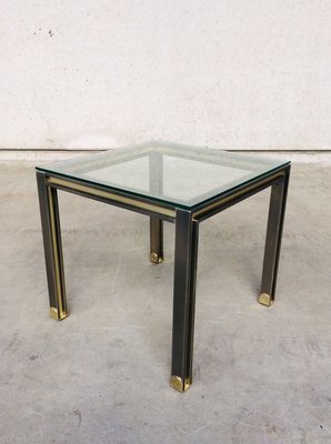 Steel and Brass Square Coffee Table, Belgium, 1980s-RQV-841170