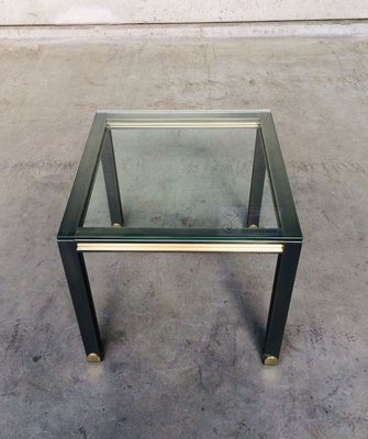 Steel and Brass Square Coffee Table, Belgium, 1980s-RQV-841170