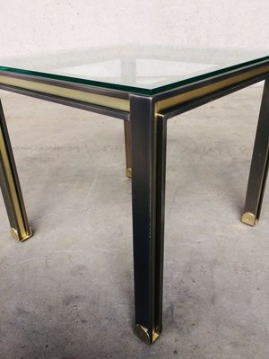 Steel and Brass Square Coffee Table, Belgium, 1980s-RQV-841170