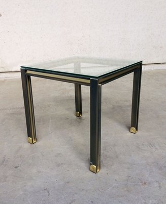 Steel and Brass Square Coffee Table, Belgium, 1980s-RQV-841170