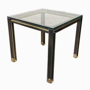 Steel and Brass Square Coffee Table, Belgium, 1980s-RQV-841170