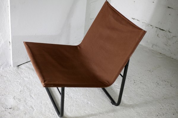 Steel and Canvas Chocolate Chairs from Kebe, Denmark, 1975s, Set of 2-MAO-1194103