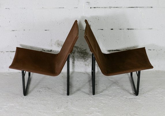 Steel and Canvas Chocolate Chairs from Kebe, Denmark, 1975s, Set of 2-MAO-1194103