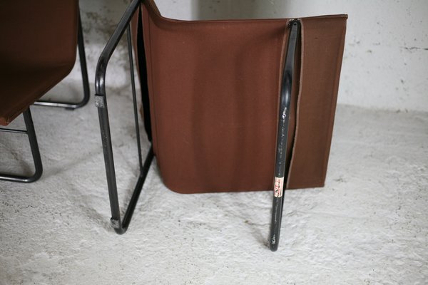 Steel and Canvas Chocolate Chairs from Kebe, Denmark, 1975s, Set of 2-MAO-1194103